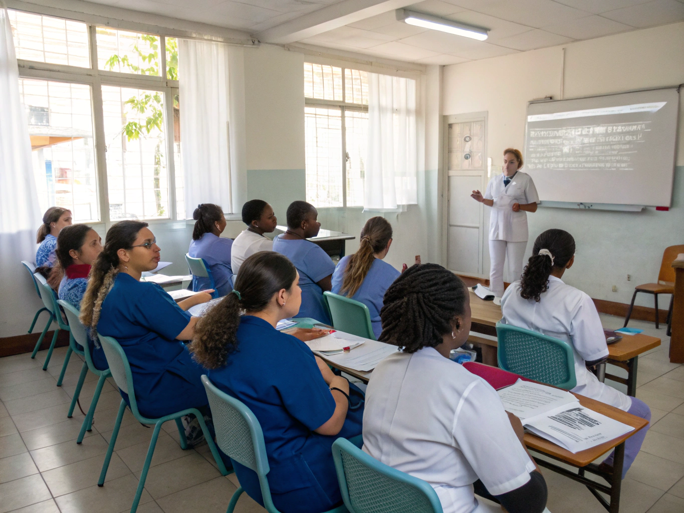 Kleine Gruppe von Azubis bei einer praktischen Übung im Schulungsraum